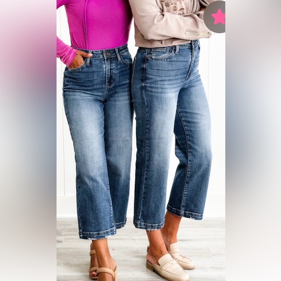 Judy Blue Look at Me Now High Rise Vintage Wash Crop Wide Leg Jeans - Picture 6 of 9